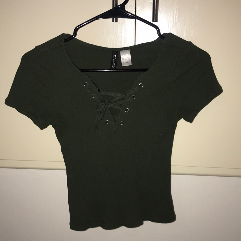 Army green cross cross top